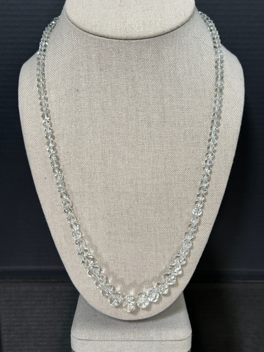 Vintage Crystal Bead Necklace - Clear Sparkle